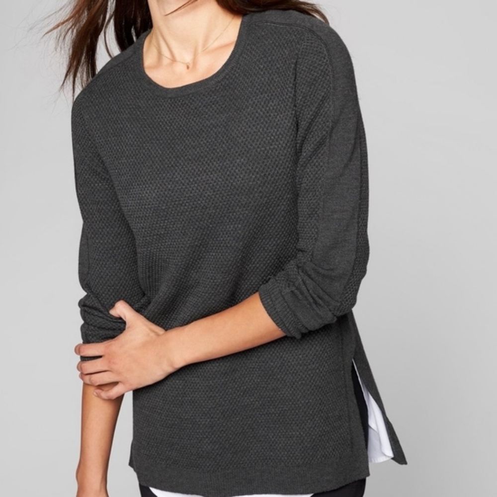 ATHLETA HONEYCOMB MERINO WOOL SWEATER - Picture 2 of 8